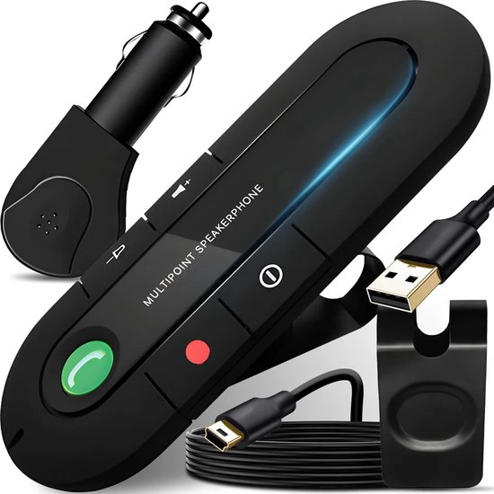 Bluetooth 5.0 auto handsfree kit, volumeregeling, handsfree systeem Geschikt voor automuziek, handsfree systeem op batterijen