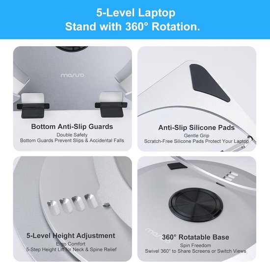 Rain Design MStand360 Laptopstandaard – Aluminium, 360° Draaibaar, Voor MacBook En Andere Notebooks, Spacegrijs