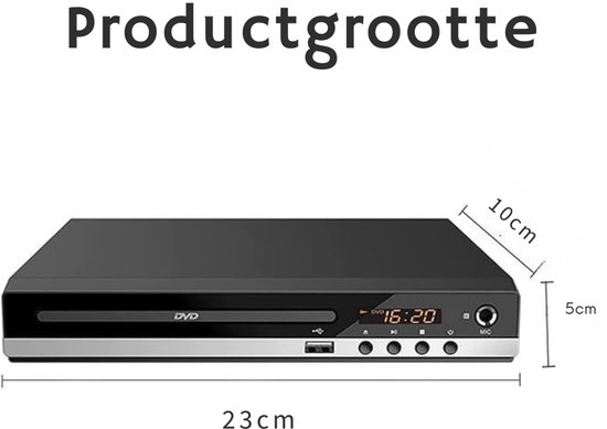 Quvo® DVD Speler met HDMI - DVD Speler - Mini DVD Speler - 1080P Full HD - met Toebehoren - Zwart - 22cm x 19cm x 4cm — afbeelding 4