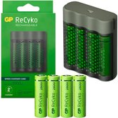GP ReCyko Batterijlader - Snellader - (USB) M451 4-slot incl. 4 x AA 2600 mAh - Oplaadbare batterijen - Batterij oplader