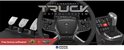 Zwarte Hori Force Feedback Truck Control System met pedalen en versnellingspook. "Free bonus software! Euro Truck +."