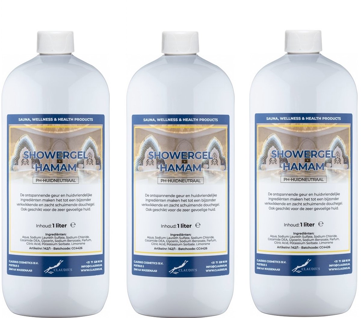 Douchegel Hamam 1 liter - set van 3 stuks - Showergel