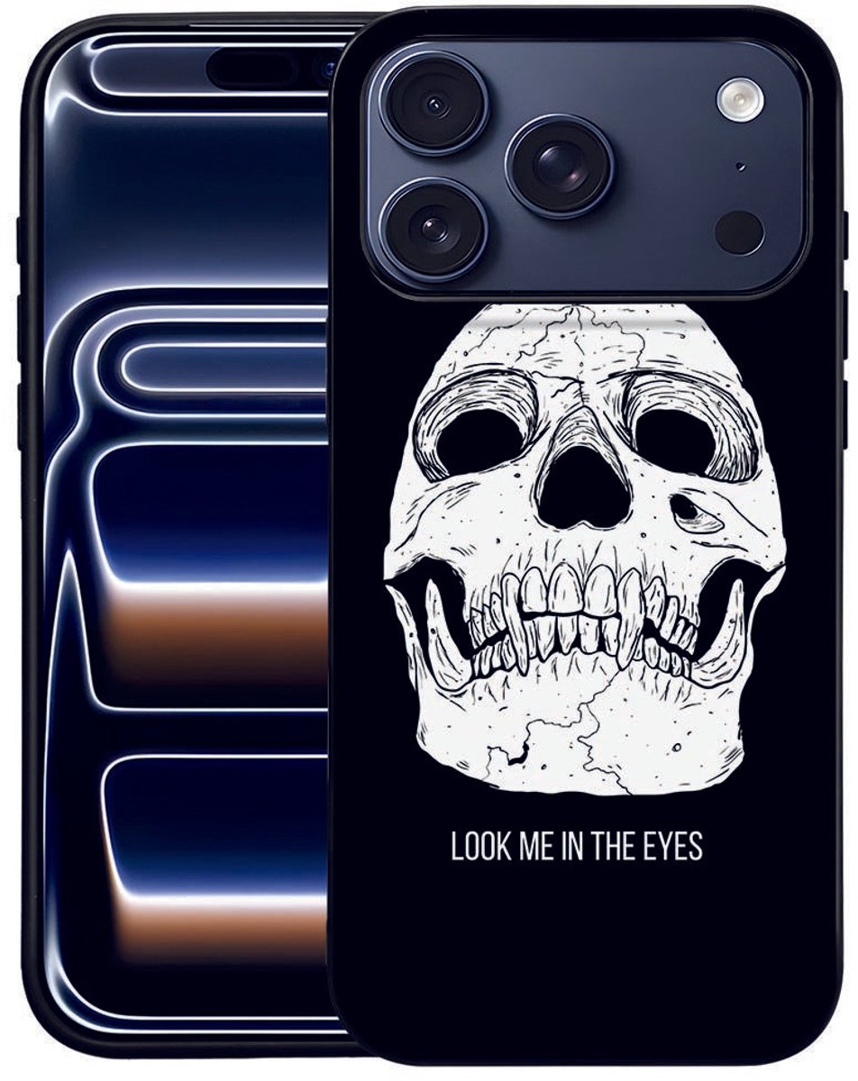 iPhone 17 Pro Max Hoesje Skull Eyes Zwart TPU Randen