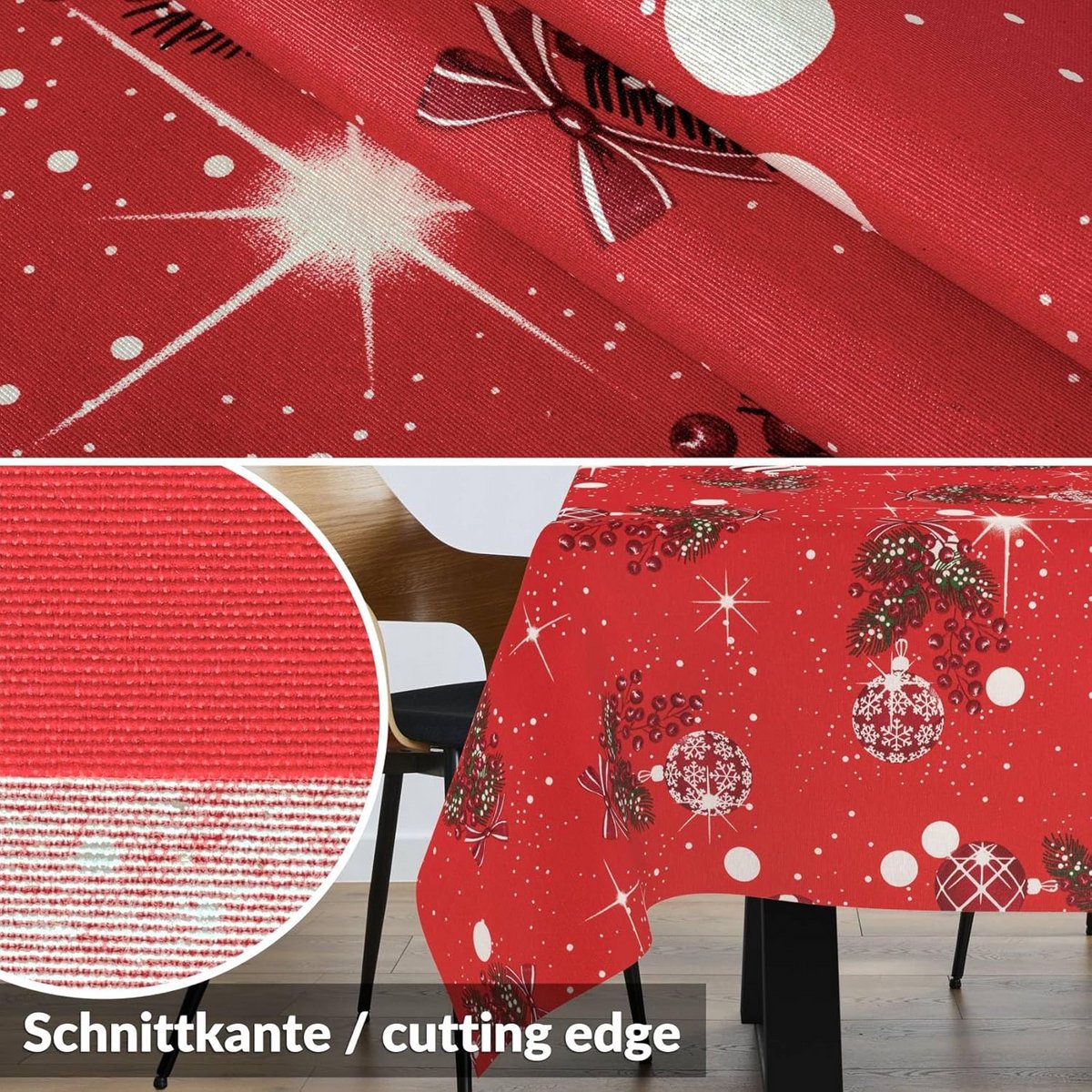 Afwasbaar Kersttafelkleed met Lotus Effect, 200 x 140 cm