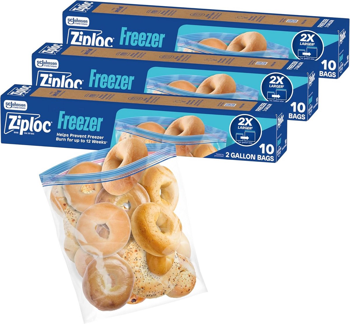 Diepvrieszakken 2 Gallon (ca. 7.5 Liter) - Sterke hersluitbare vrieszakken (30 stuks)