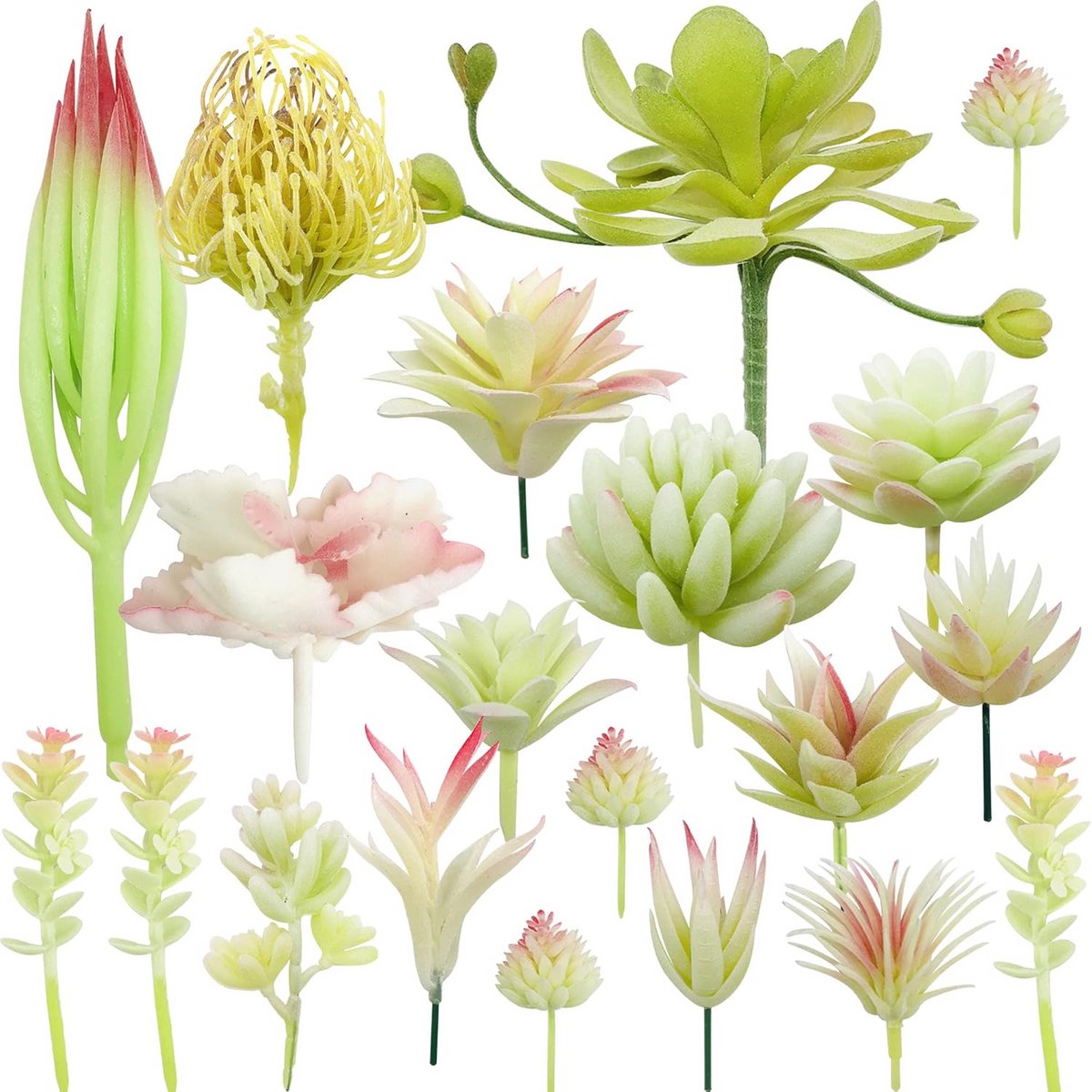 20 Stuks Assortiment Kunstvetplanten Romig Wit - Realistische Nep Succulenten voor Binnen 