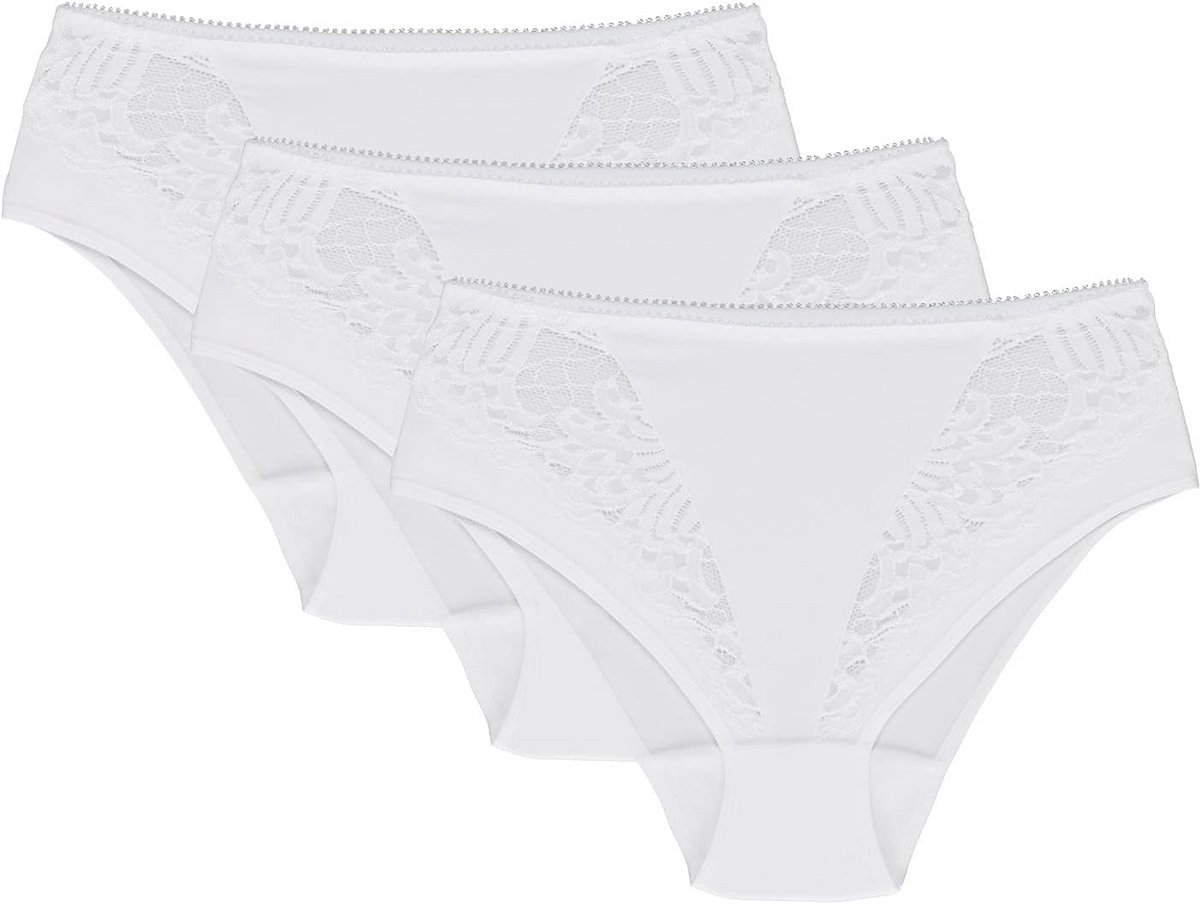 Elegante dames slip met kanten accenten hoge taille katoen