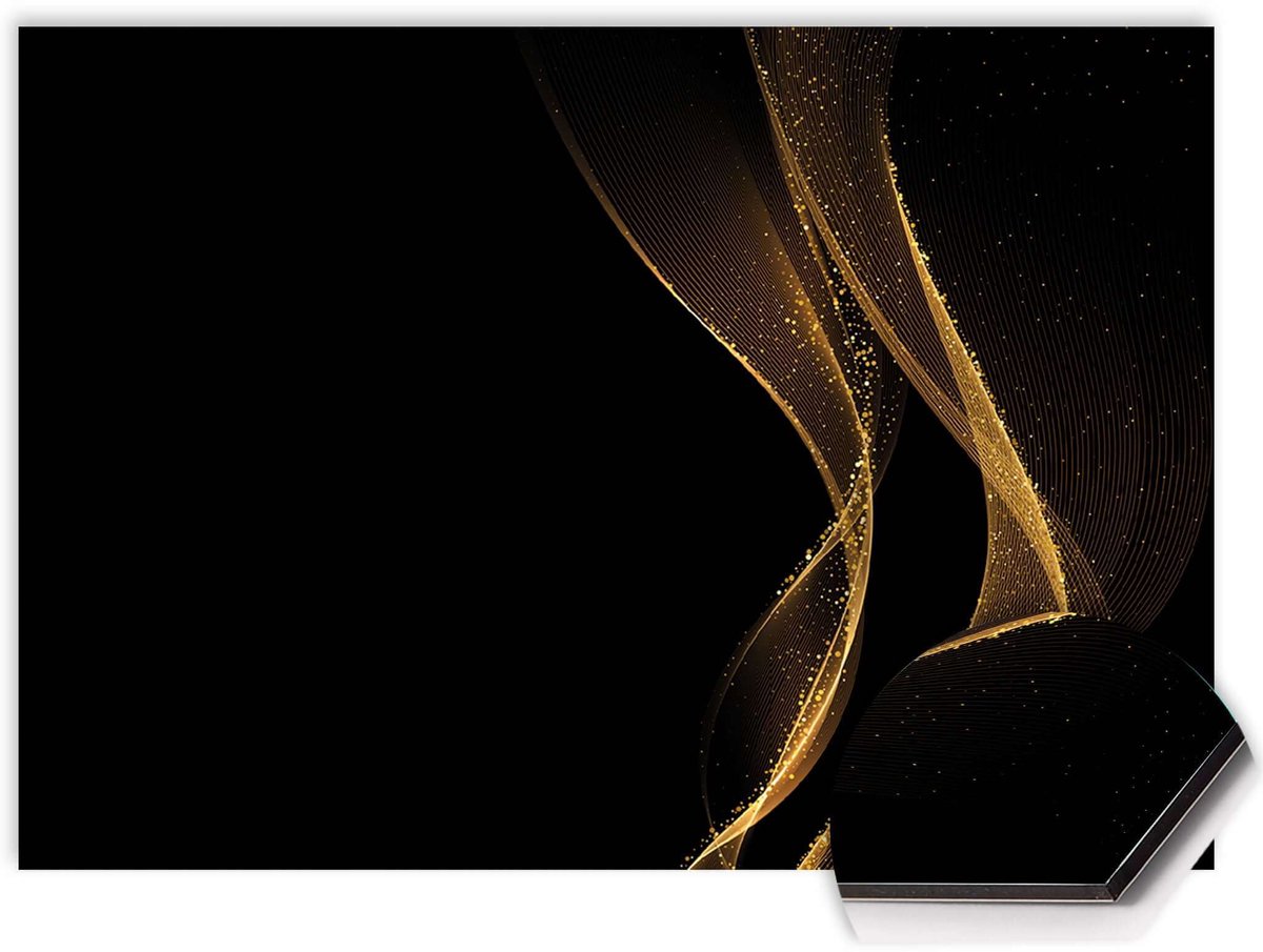 KitchenArt - Golden Flow Spatscherm - 120x80 cm - Spatscherm Achterwand Keuken - Spatwand Keuken