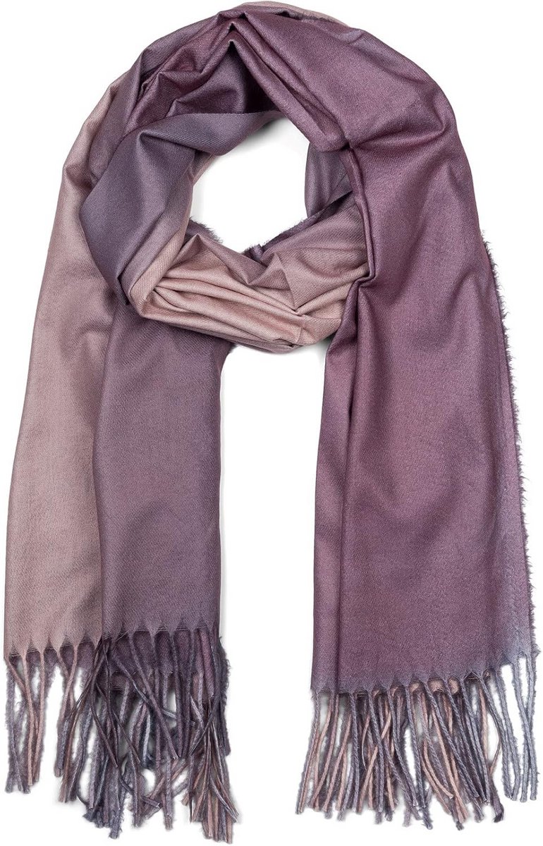 Dames Sjaal met Kleurovergang en Franjes Dikke Winter Stola Multi Kleur