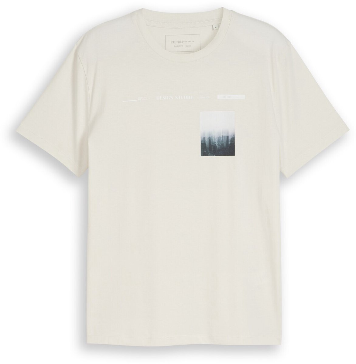 Tom Tailor Denim - T-shirt met fotoprint - Maat M - greyish white