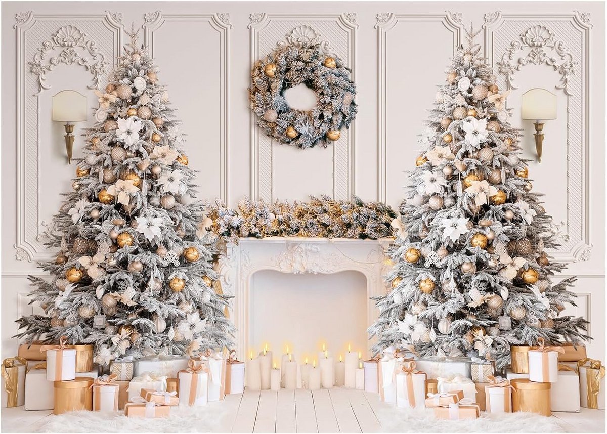 Fotografie Achtergrond Kerst Open Haard 7x5ft - Feest & Studio Decoratie