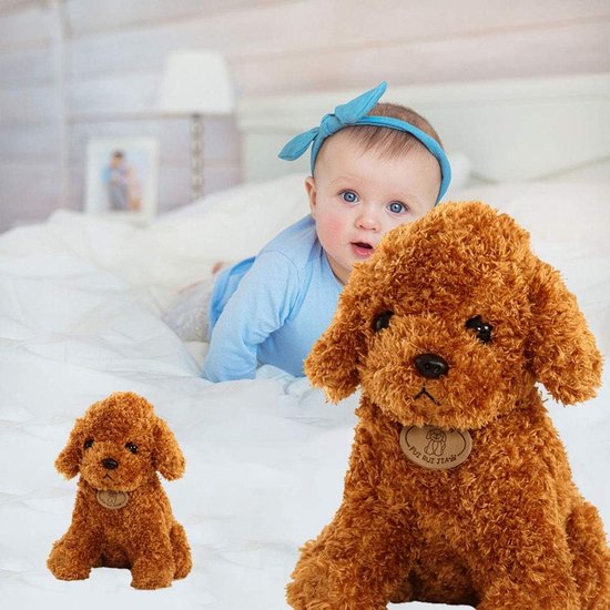 Realistische teddyhond knuffel voor kinderen - Pluche honden speelgoed van Merkloos — afbeelding 2