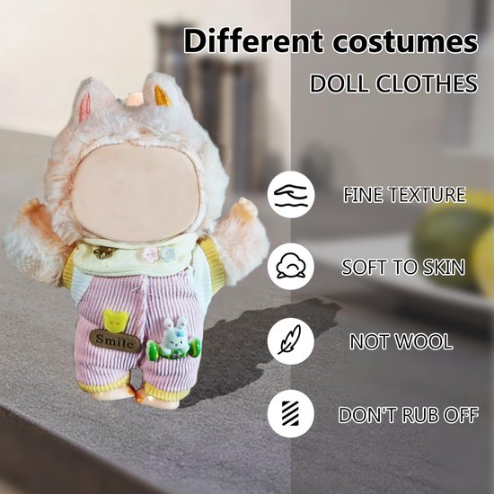 Poppenkleertjes voor 17 cm Poppen - 2 Delige Set Schattige Kleding voor Jongens en Meisjes van Merkloos — afbeelding 5