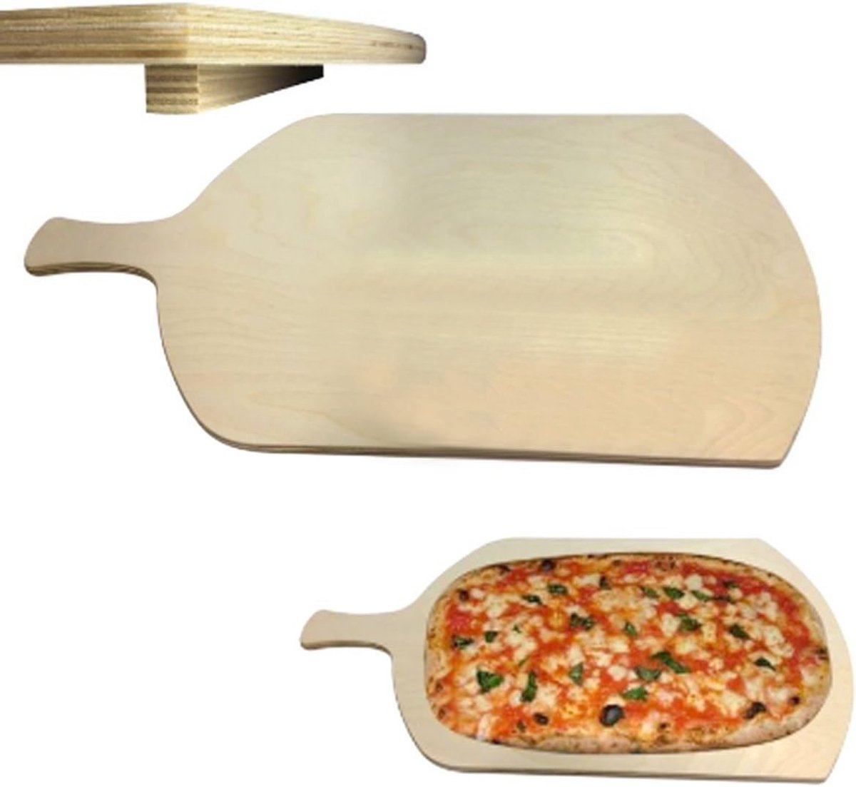 Rechthoekige houten snijplank met handvat - 62 x 37 cm, 1,2 cm dik