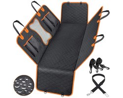 HOB Auto hoes Achterbank - Waterproof Achterbank Beschermhoes voor Honden - incl. Harnas en veiligheidsgordel -Opvouwbare Autodeken - Bescherming Autobekleding - Meerlaags - Opbergvakken