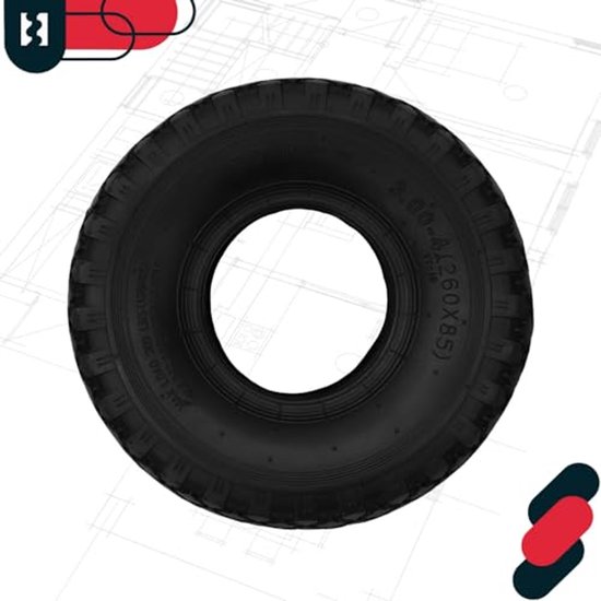 KOTARBAU® Kruiwagenband voor Bolderkar, Rubber, 3.00-4, 2PR, Zwart, Reserveband voor Kar, Rubberen Buitenband, ⌀ 24 cm, Tuinwagenband van Merkloos	 — afbeelding 5