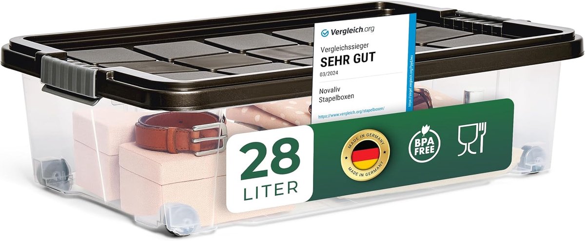 Onderbed Opbergdoos met Wielen 28 L Zwart/Grijs