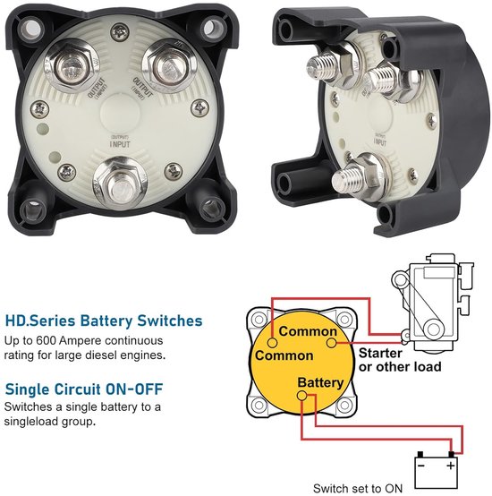 Waterdichte 600A Hoofdschakelaar voor Accu - Isolator AAN/UIT voor Boot ...