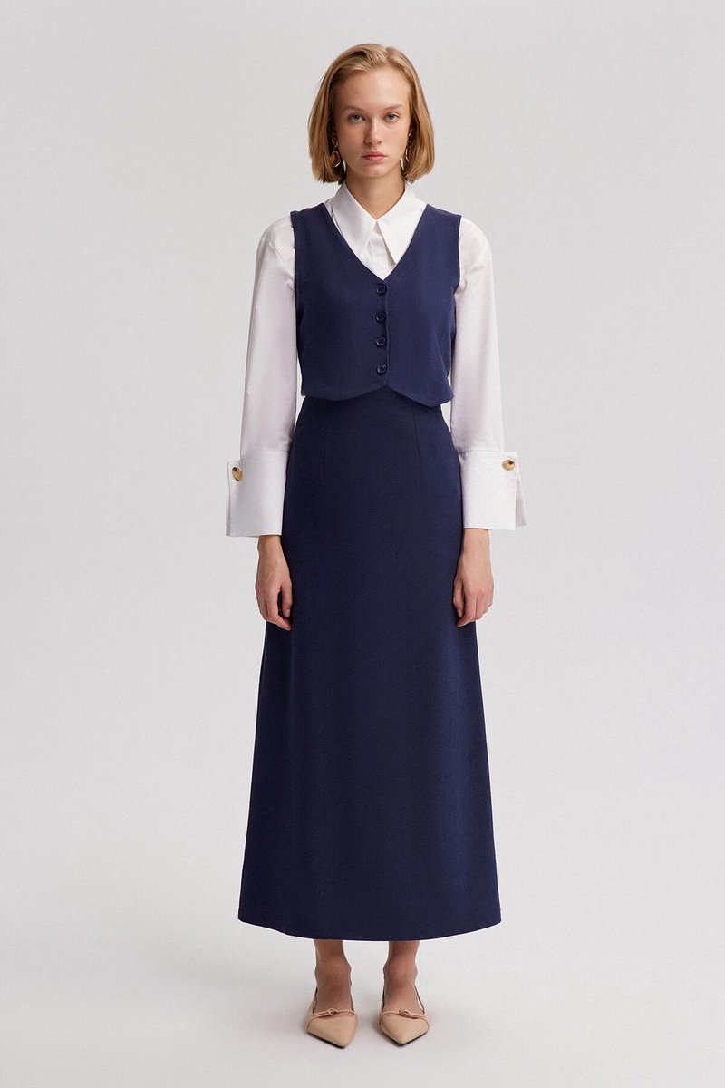 Touché Privé - Gilet met natuurlijke textuur - Marine - Dames