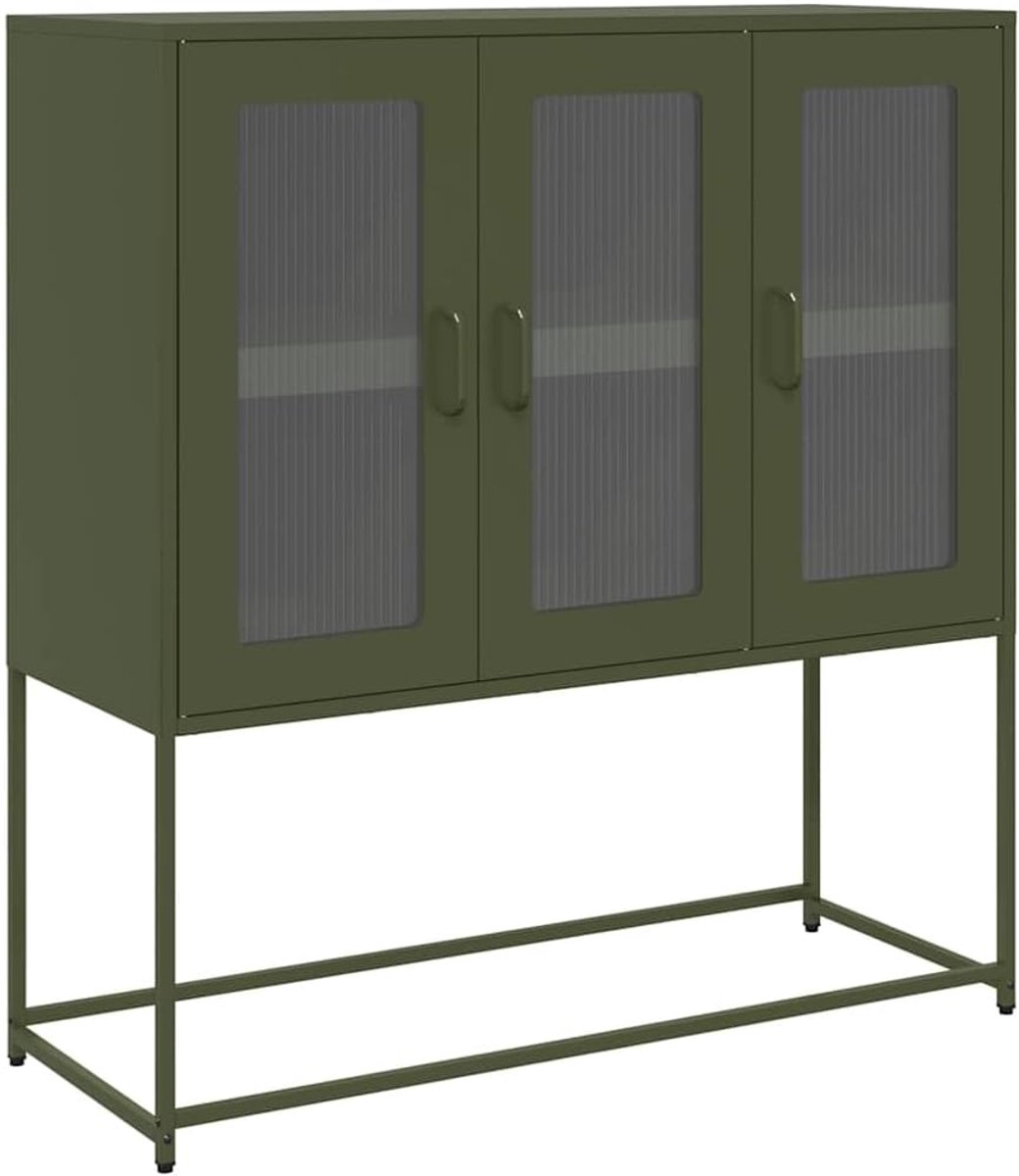 Opbergkast - Dressoir Buffetkast - Woonkamer Keuken - Robuust Koudgewalst Staal - 100x39x107 cm - Olijfgroen