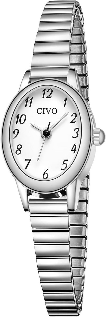 Dames Polshorloge - Analoge Klok - Dagelijkse Stijl - Stretchband - 32mm Kast - Zilverkleurig