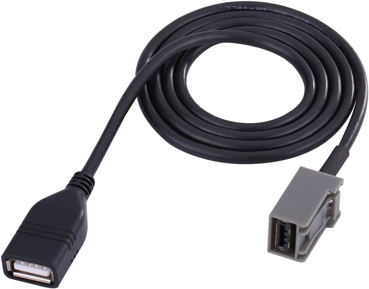 Auto USB Kabel - Audio Extensie - Muziek Afspelen - MP3 WMA Lezer - 60 cm Lengte - Zwart Grijs