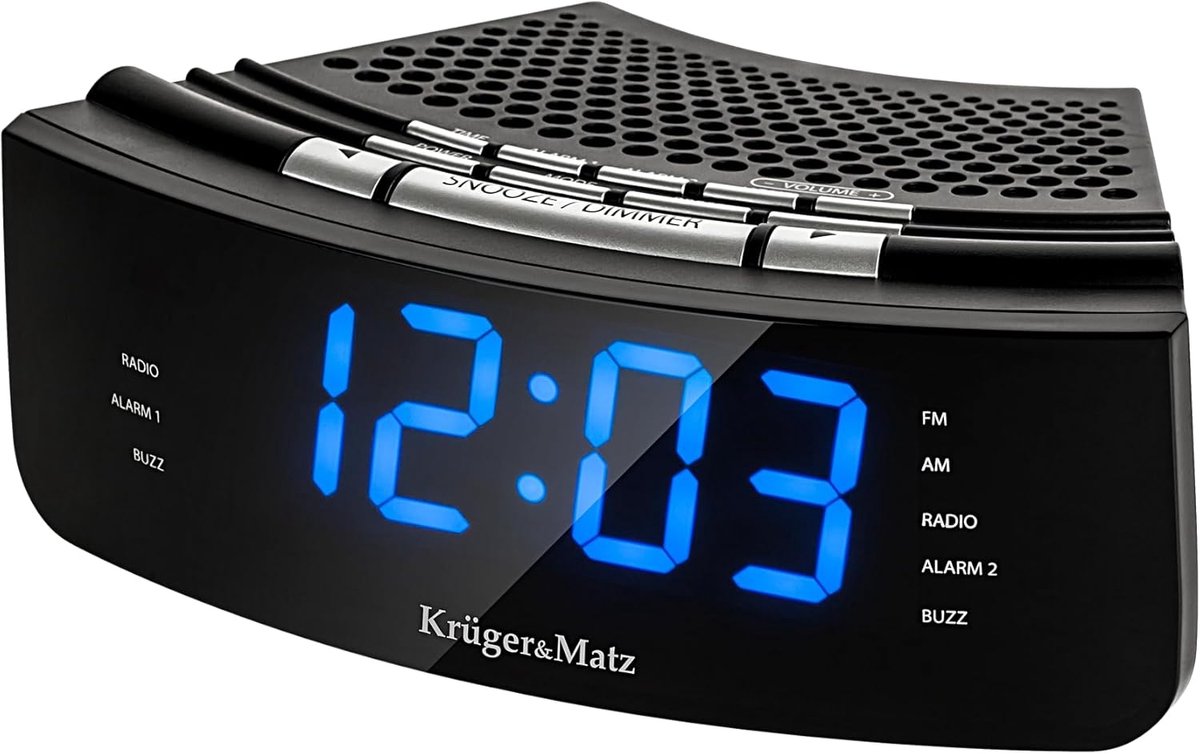 Wekkerradio met Radio - Digitale Klok - Wakker Worden - Instelbare Helderheid - 16x12x5.9cm - Zwart