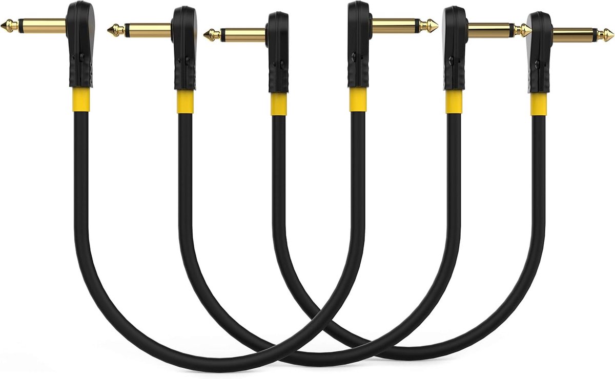 Patchkabel Gitaar Set (3-Pack) - 15 cm, Haakse Jack naar Haakse Jack - Hoge Kwaliteit