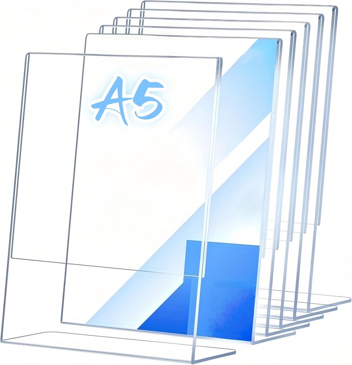 Set van 6 Standaard Tafelstandaarden A5 Transparant Acryl Schuin