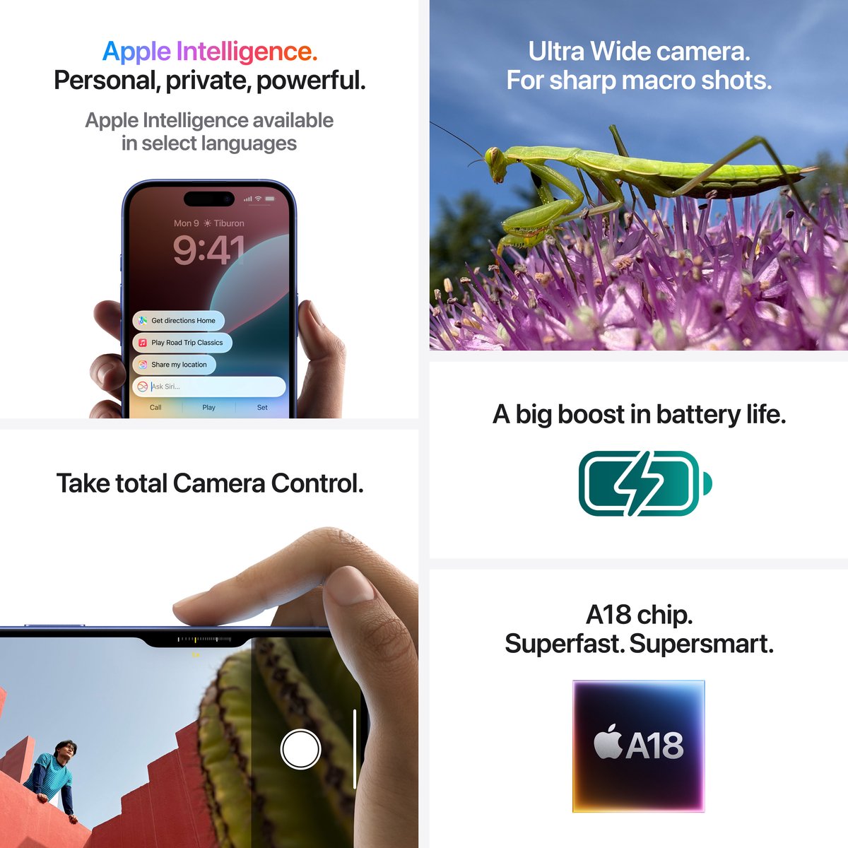 Apple iPhone 16 128GB Blauw - A18-chip, 48MP camera thumbnail 3