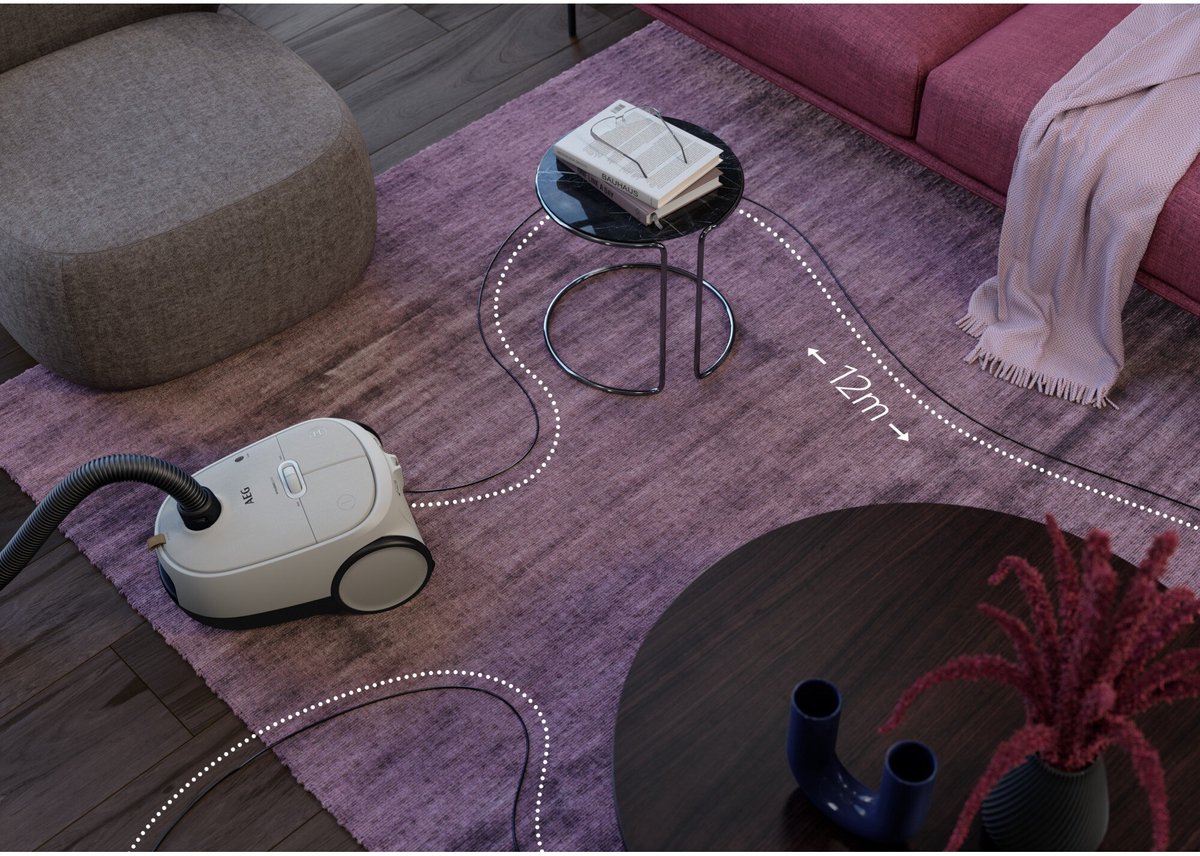 AEG AB61H6SW Allergy 6000 - Stofzuiger met zak - Parketborstel - Dierenhaar - Hepa filtratie - Mini turboborstel - Parketzuigmond - Vacuum cleaner - Alle vloetypen - Wit - 650 watt - Lang snoer 12m bereik - Compact design - 5 extra accessoires — afbeelding 2