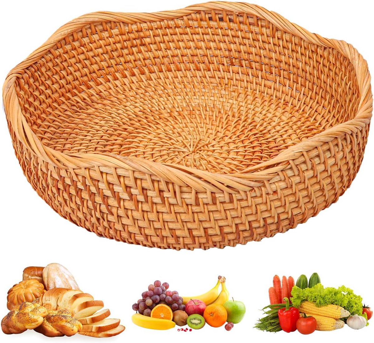 Rattan Broodmand Handgemaakt - Decoratieve Opbergmand voor Brood, Fruit en Meer