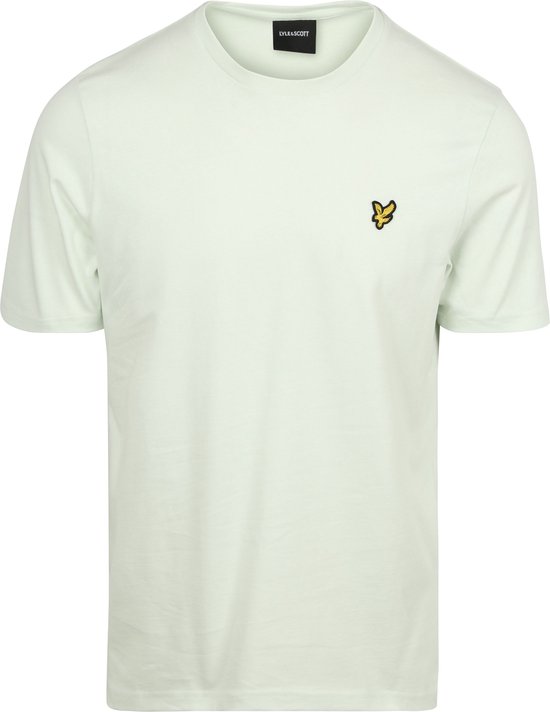 T-shirt vert clair à manches courtes avec logo jaune en aigle sur la poitrine.