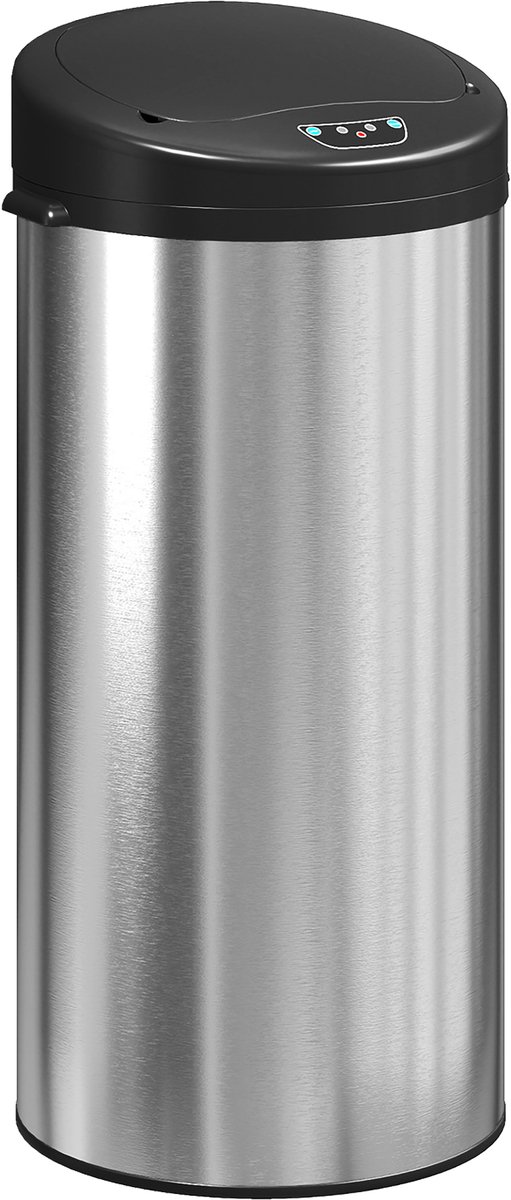 HOMCOM Sensor Prullenbak - Roestvrij Staal - 32x30x68cm - Zilver