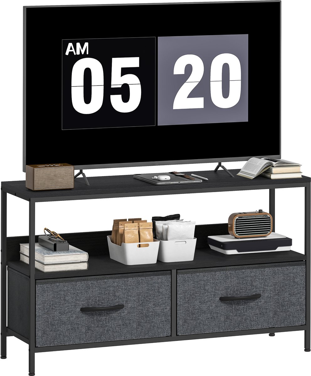 Homcom TV Stand-Linnen, Staal-98L x 29B x 56H cm-Zwart