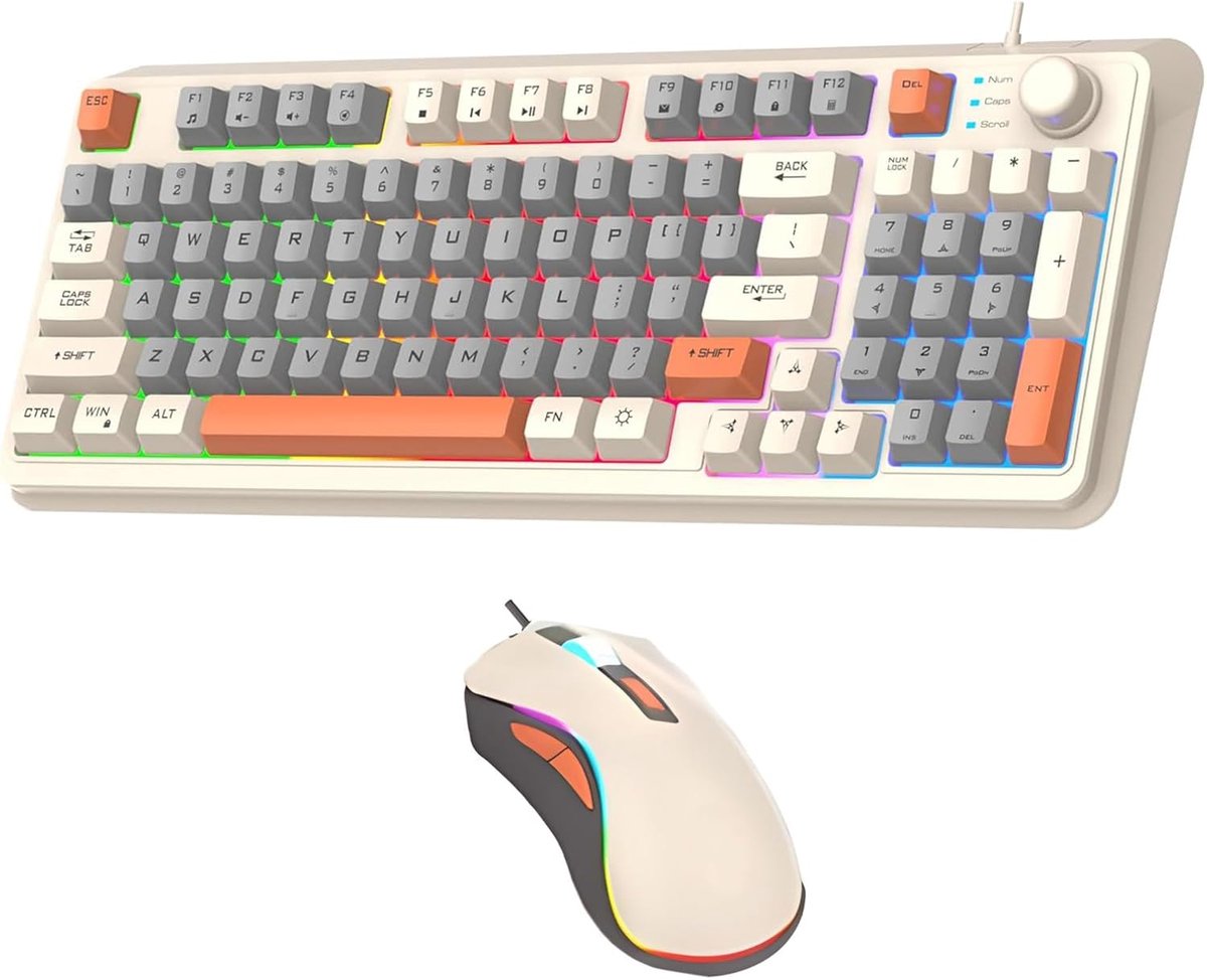 Bedraad toetsenbord en muis combo 94 toetsen volumeknop ergonomisch waterdicht voor pc laptop tablet