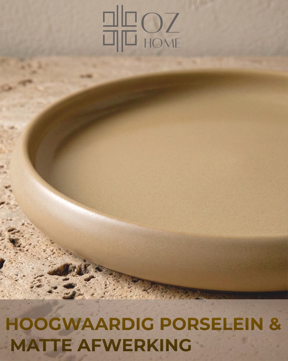 Bavary Chubby Serviesset 24-delig Porselein - Beige - 6 Personen - Mat buiten/Glanzend Binnen - Vaatwasser- & Magnetronbestendig — afbeelding 6