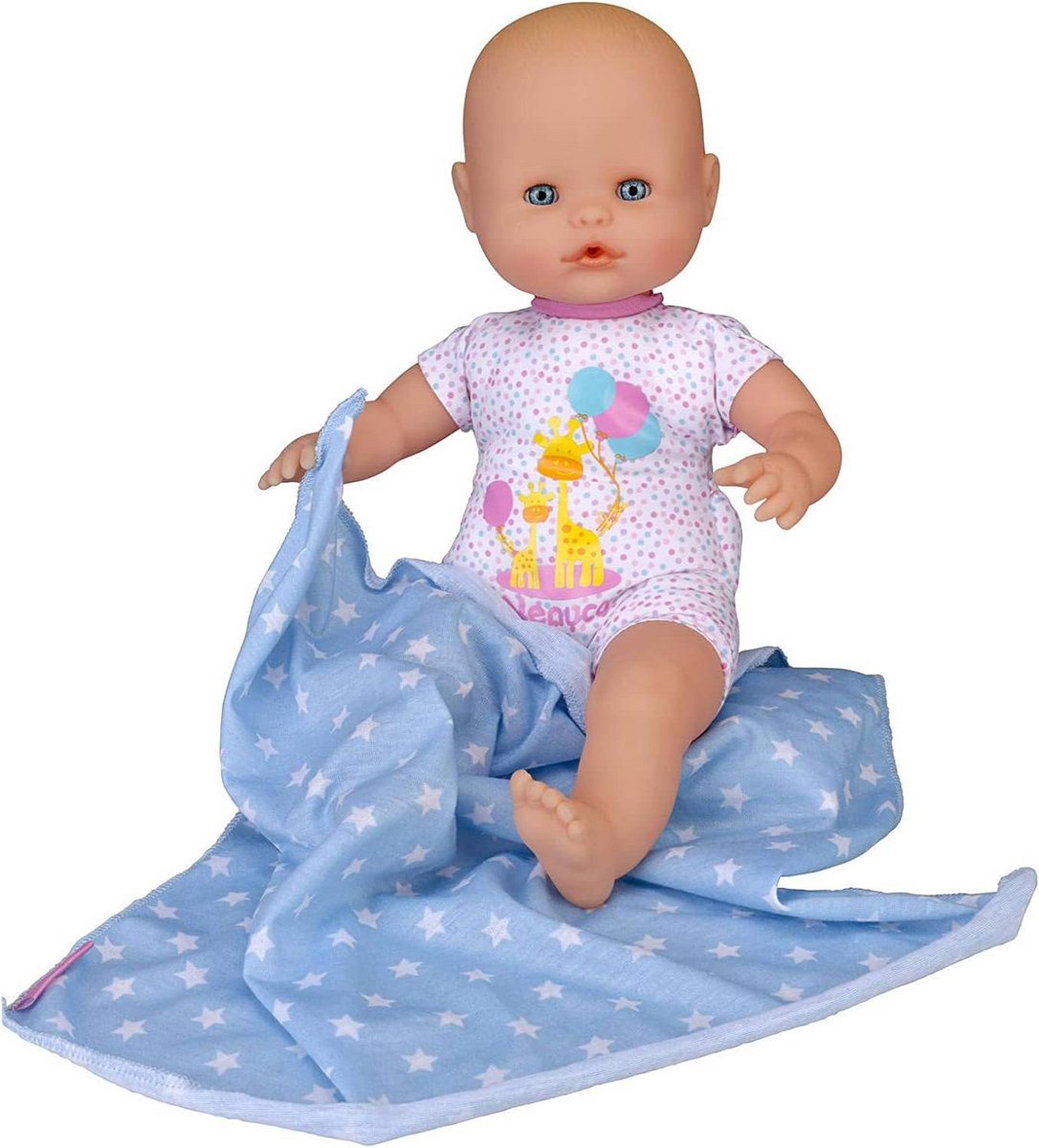 Speelgoedpop 35 cm met Babygeluidjes en Dekentje | Slaperige Ogen en Tummy Pressure Geluiden voor Kinderen vanaf 1 Jaar