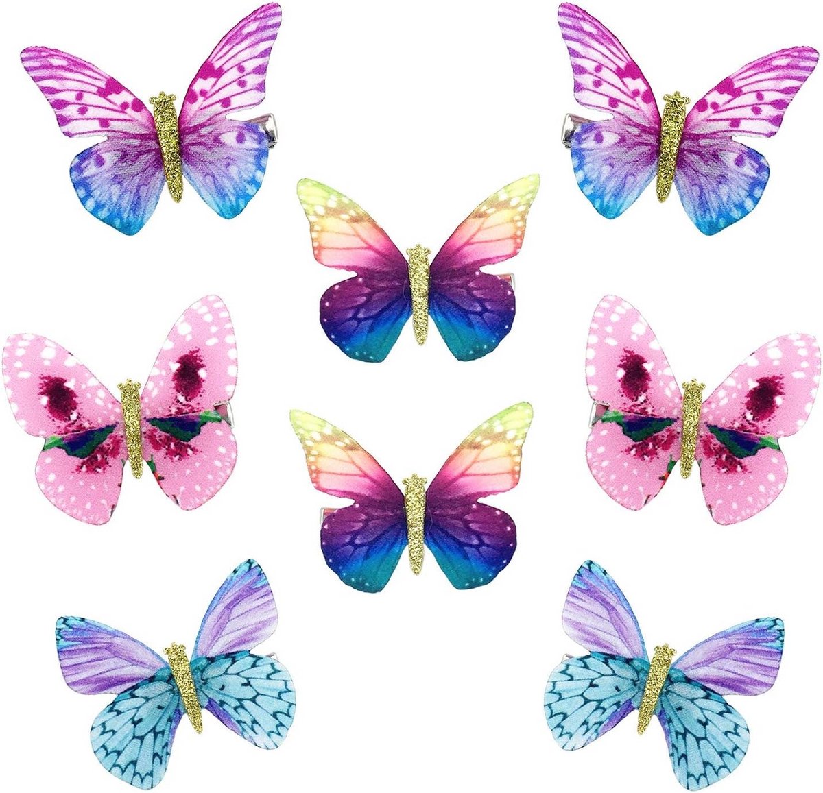 Vleugels van Stijl: 3D Vlinder Haarclips voor Dames en Kinderen - 8 Stuks