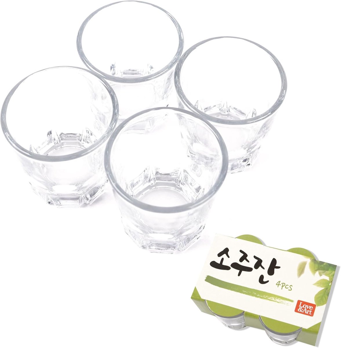 Set van 4 transparante borrelglazen voor soju, whisky, tequila en likeur - vaatwasmachinebestendig 50 ml