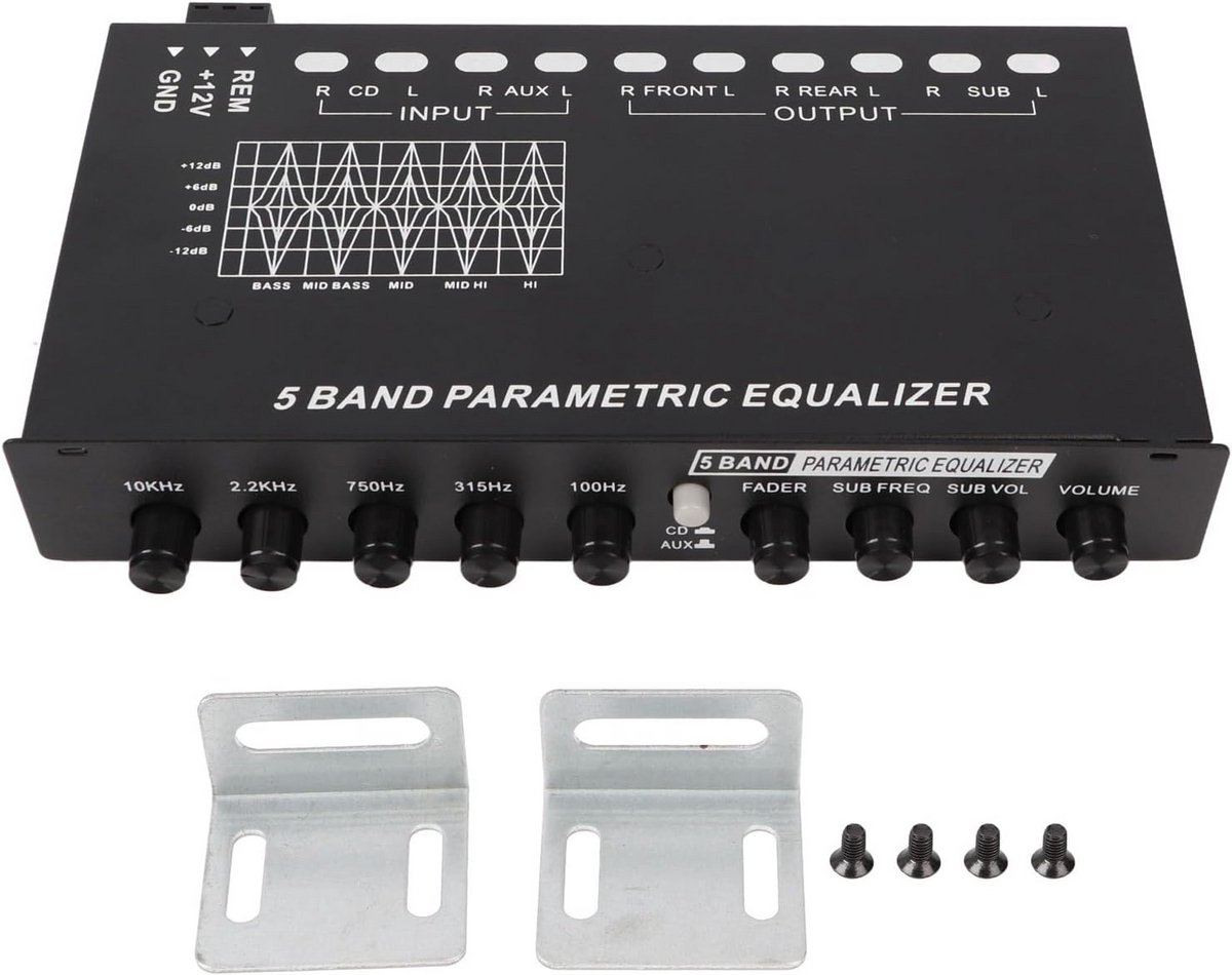 Auto Grafische Equalizer met 5 Bands Verstelbare Tuning