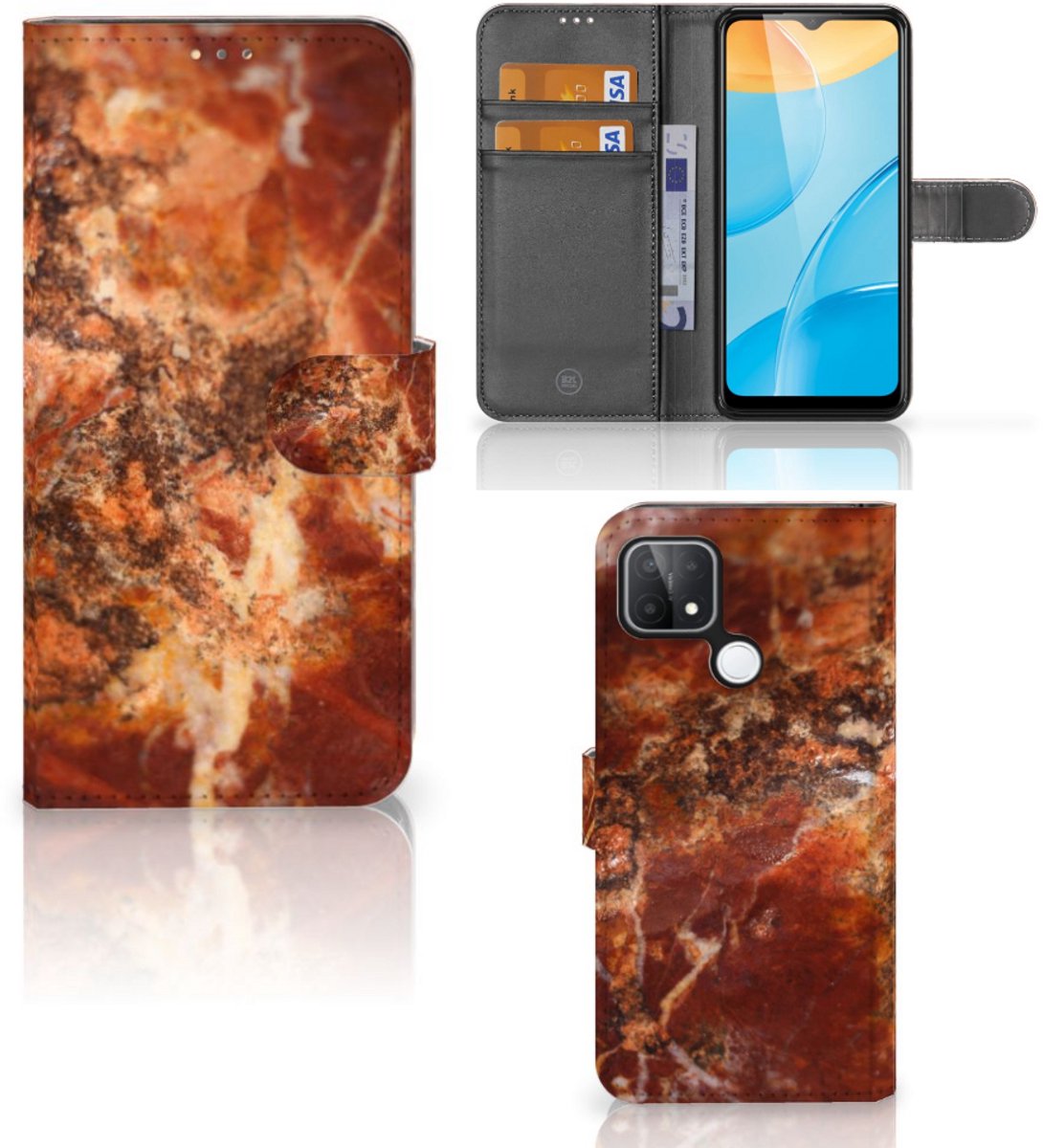 OPPO A15 Bookcase Marmer Bruin