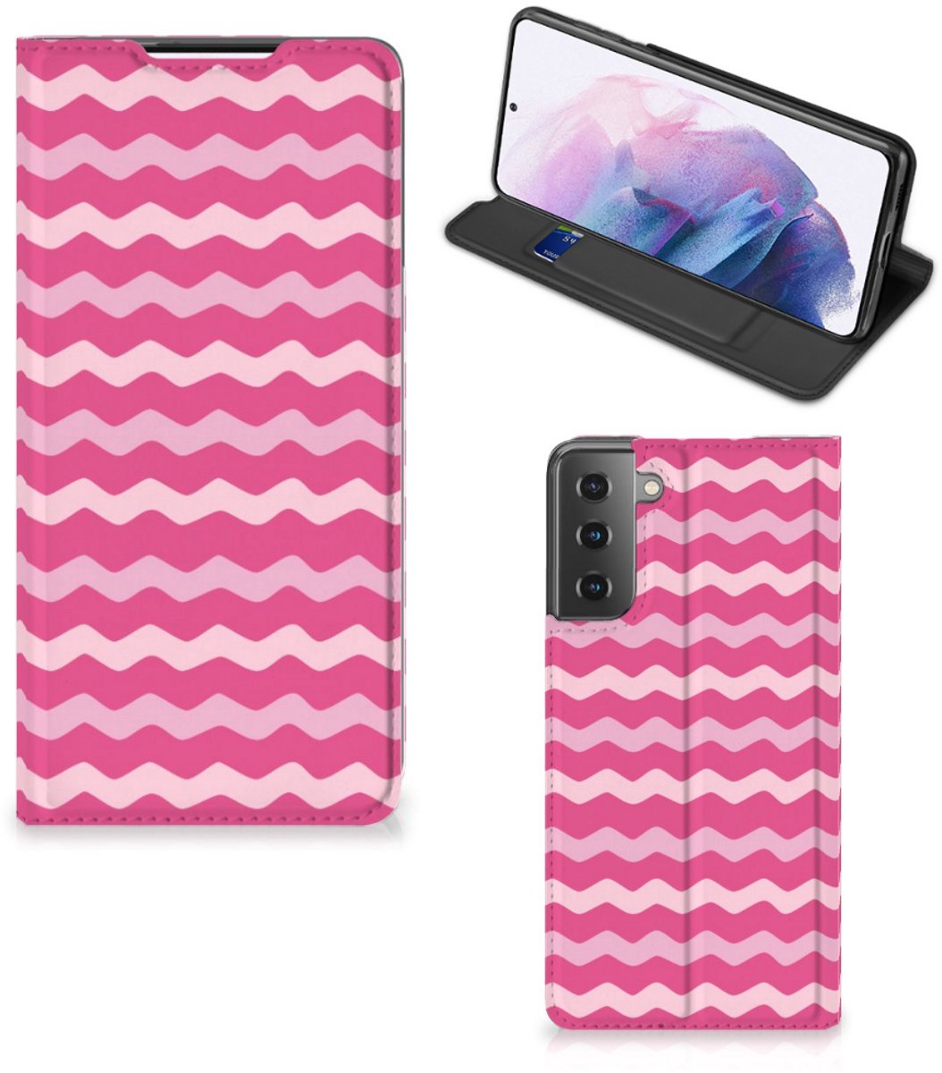 Samsung Galaxy S21 Plus Hoesje met Magneet Waves Pink