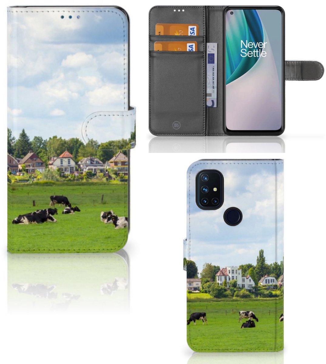 OnePlus Nord N10 Telefoonhoesje met Pasjes Koeien