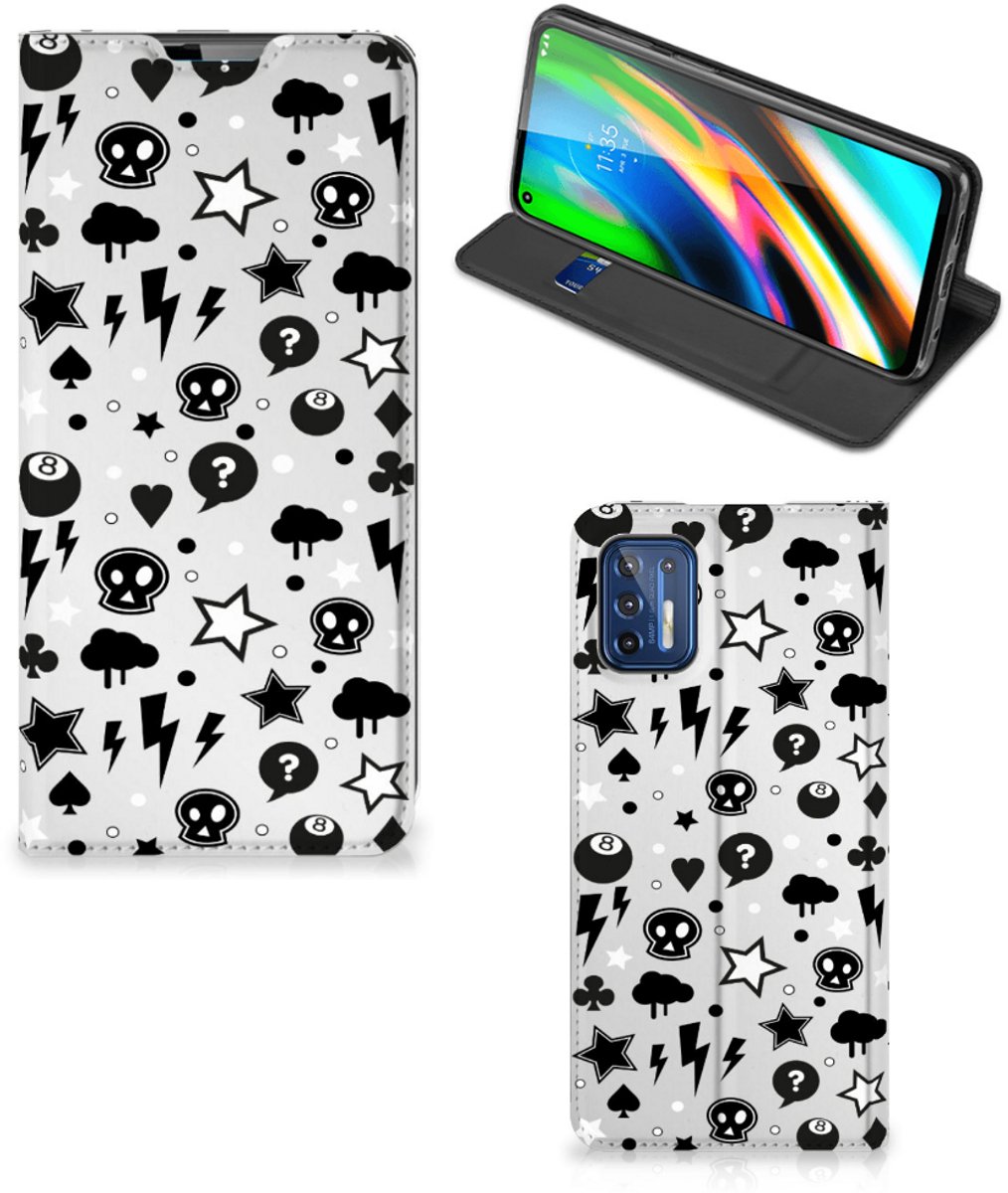 Mobiel BookCase Motorola Moto G9 Plus Silver Punk