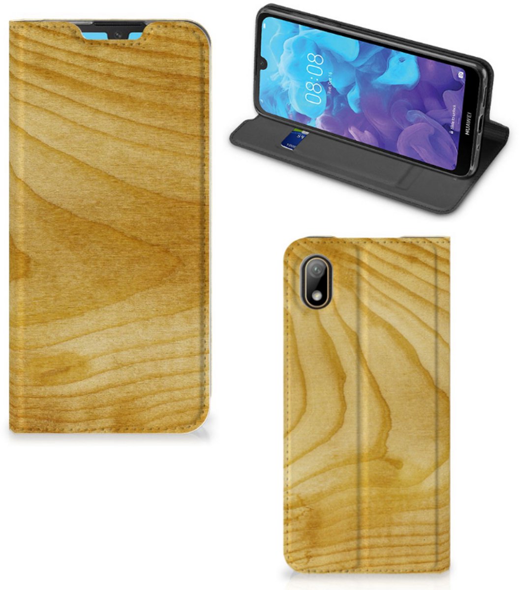 Huawei Y5 (2019) Book Wallet Case Licht Hout