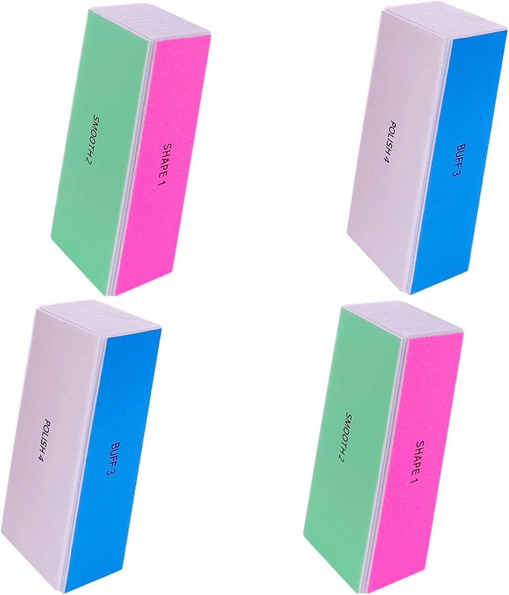 Nagelbufferblok 4-weg - Set van 4 Polijstblokken voor Natuurlijke en Acryl Nagels