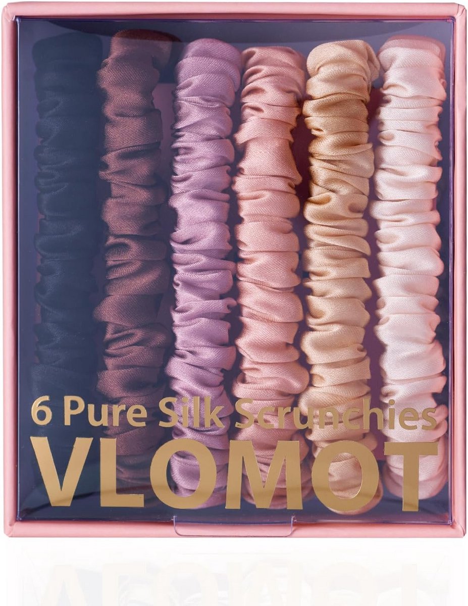 6-delige set van 100% pure moerbeizijde haaraccessoires in chique kleuren