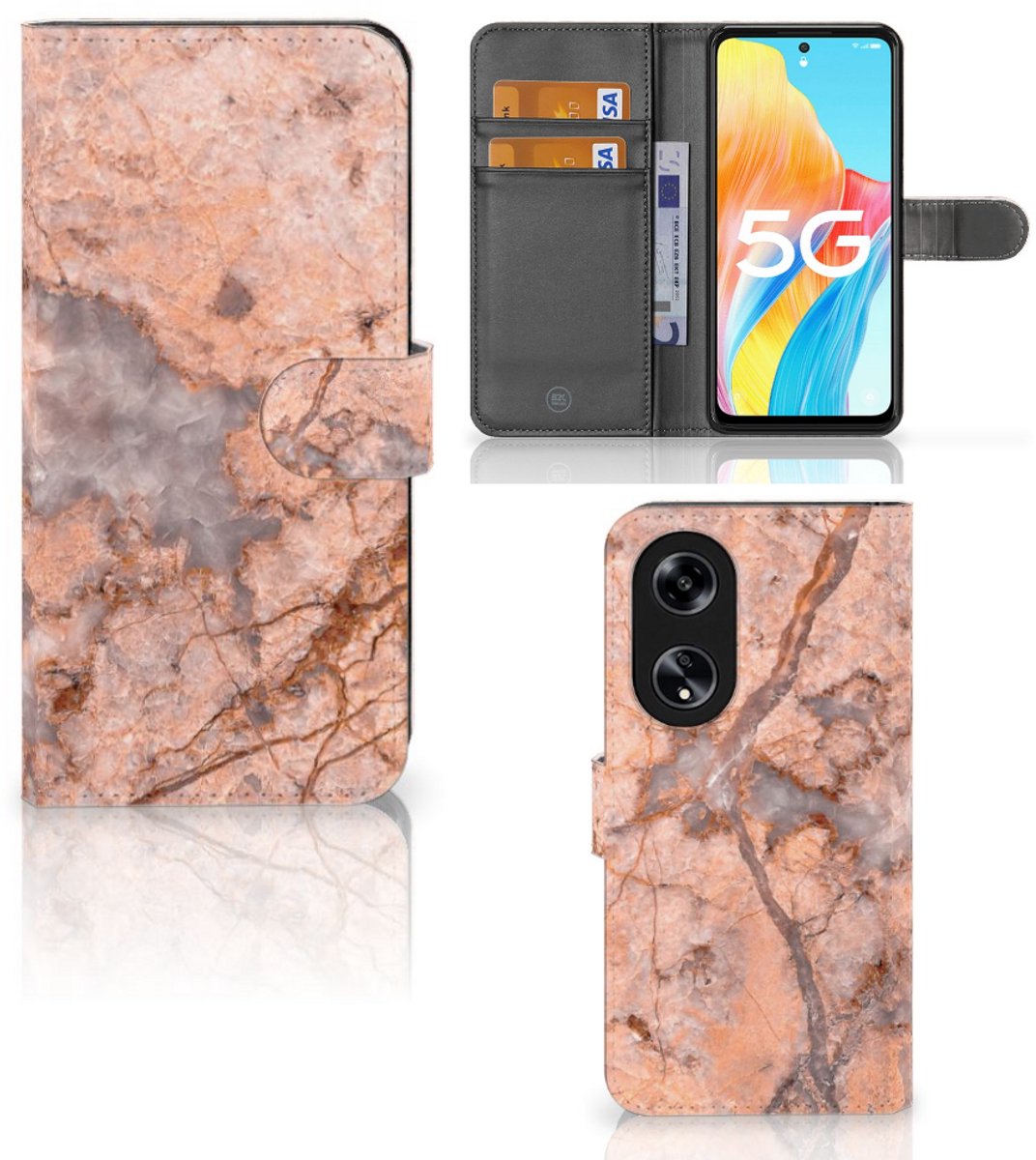 OPPO Reno8 T 5G Bookcase Marmer Oranje
