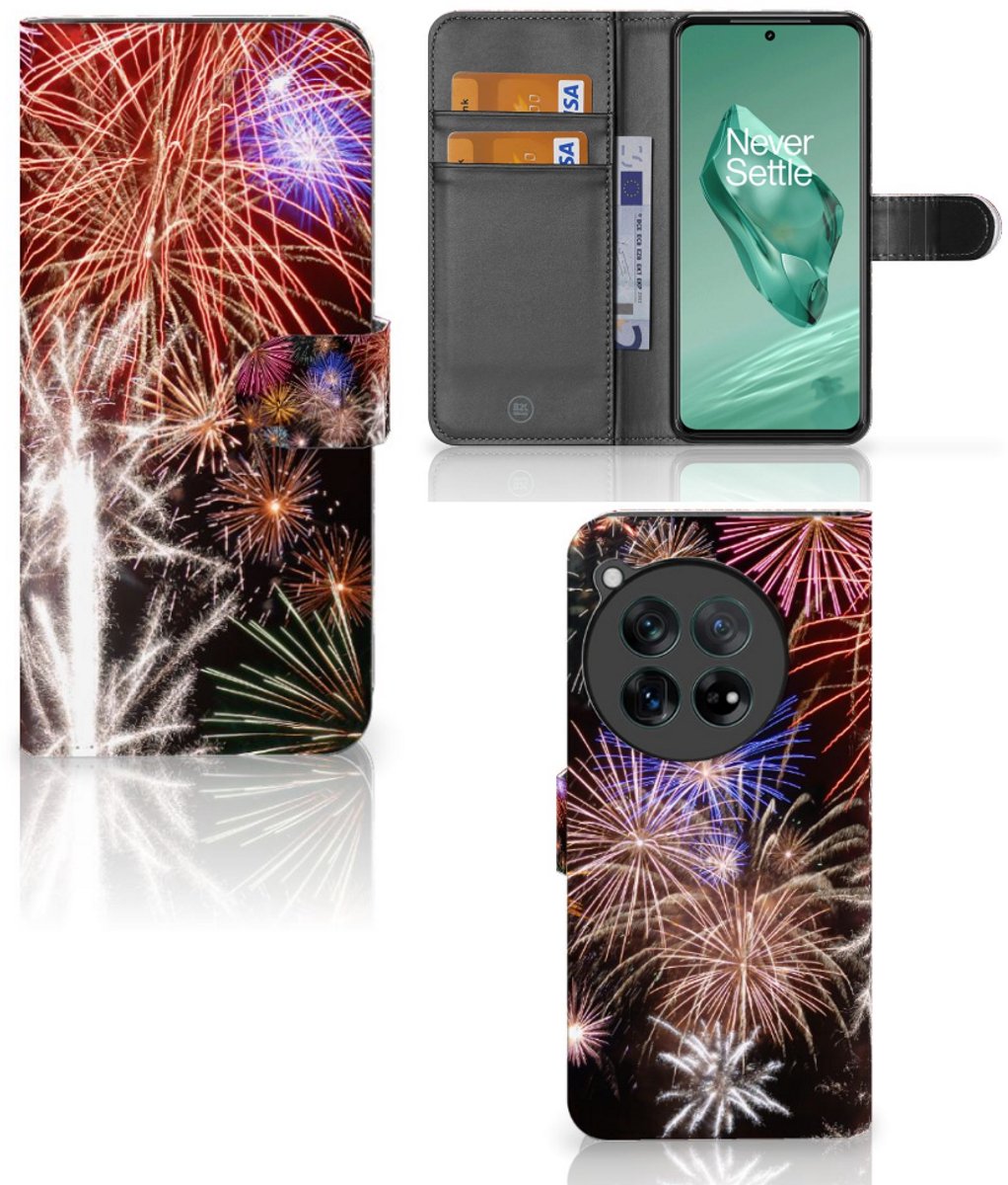 OnePlus 12 Wallet Case met Pasjes Vuurwerk